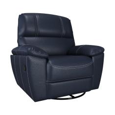 Poltrona do Papai Reclinável Giratória Armênia Glider Mecânico Couro Azul - Gran Belo