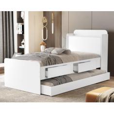 Cama Solteiro Tamires Com Gaveta Bau e Cama Auxiliar - Mini Me Artigos