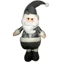 Boneco Papai Noel Em Pé Prata Prateado Luxo - Decoração Enfeite De Natal – Wms
