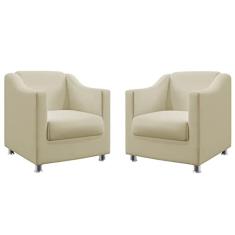 Kit 2 Poltronas Decorativa Estofada Para Sala De Estar Tilla Sued Bege Aradecor