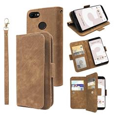 Furiet Capa carteira compatível com Google Pixel 3 alça de pulso couro flip suporte de cartão de identificação de crédito suporte acessórios de celular Folio bolsa capa de telefone para Pixel3 III