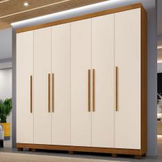 Guarda-Roupa Casal Bari 6 Portas 6 Gavetas Cinamomo/Off White - Panorama Móveis
