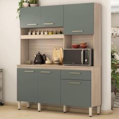 Cozinha Compacta 6 Portas 1 Gaveta Alamo Demobile - Avena/Menta