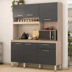 Cozinha Compacta 6 Portas 1 Gaveta Alamo Demobile - Avena/Grafito
