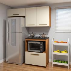 Cozinha Completa 4 Portas Paraty Mais Funcional Marrom/Off White