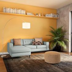 Sofá 3 Lugares Esquerdo Life com Chaise Esquerdo Pé Palito Linho Cotton Cinza