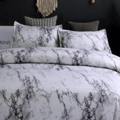 Jogo De Cama Solteiro King 7 Peças Com Edredom Mármore Decor - Casa Da