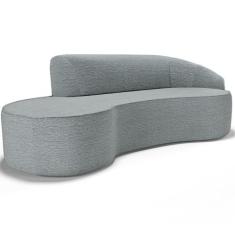 Sofá 4 Lugares Curvo Sala de Estar Living Firenze Direito D02 Linho Ci