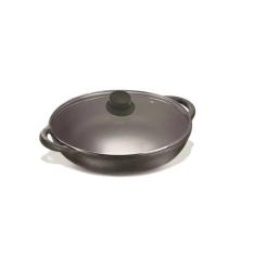 Panela Parmegiana De Ferro Fundido Com Tampa De Vidro 20cm - Rig Fundi