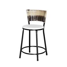 Banqueta Baixa Ratan Hawai Preta Cappuccino Premium - Lamar Design, La