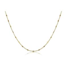 Colar Com Corrente Folheada Em Ouro Com Intervalos De Mini Corações Folheado Em Ouro 18K