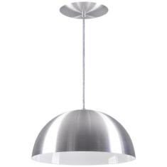 Pendente Meia Lua 40cm Luminária Alumínio Escovado - Rei da Iluminação
