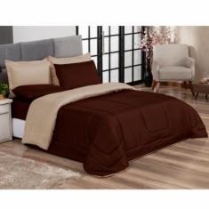 Kit Edredom Casal Queen Jogo de Lençol 06 peças Aconchego Dupla Face C