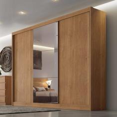 Guarda Roupa Casal com Espelho 3 Portas 6 Gavetas Wood - Novo Horizont