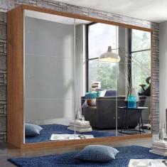 Guarda Roupa Casal Rennes Freijó 3 Portas De Correr 4 Gavetas E 9 Espelhos Minastex