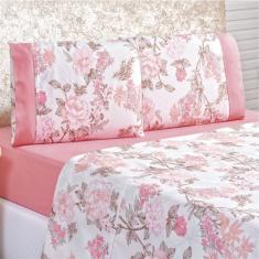 Jogo De Lençol Casal Padrão Naturallys 4 Peças - Serene Rosa
