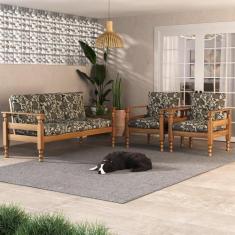 Jogo Sofá Madeira Maciça 3 Lugares e 2 Poltronas Liz Multimóveis VCR70