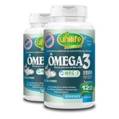 Kit 2 Ômega 3 Óleo De Peixe Unilife 120 Cápsulas 1200Mg