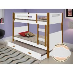 Beliche Solteiro com Cama Auxiliar Montessoriana Heloisa Branca e Amên