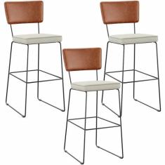 Kit 03 Banquetas Altas Sala De Jantar Fixa Allana L02 material sintéti