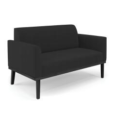 Sofá Namoradeira Base de Madeira Fixa Preto Marisa Veludo Preto