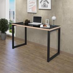 Escrivaninha Mesa Escritório Industrial 120cm com Tampo de Vidro - Cip