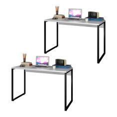 Kit 2 Escrivaninhas Mesas de Escritório Studio Industrial 120 M18 Branco – Mpozenato