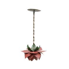 Lustre Para Quarto Pequeno de Ferro Artesanal Rustico 01 Boca com Flor
