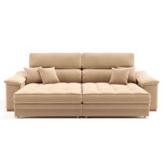 sofá 3 lugares retrátil e reclinável raul linho bege