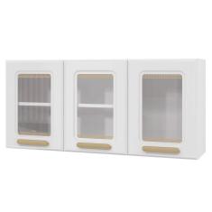 Armário Aéreo de Cozinha Ágata 3 Portas com Vidro 817007 Telasul