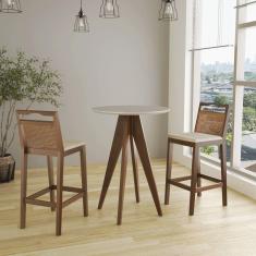 Conjunto Bistrô 1 Mesa 2 Banquetas Rattan Pinhão