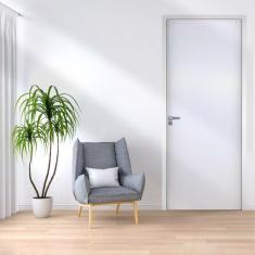 Kit Porta de Madeira 210x72cm Batente 15cm Lisa Primer Uniportas  Branco