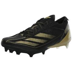 adidas Tênis masculino de futebol americano Adizero Electric, Preto/dourado metálico/carbono, 48