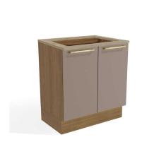 Balcão Cozinha p/Cooktop Botanic M623 top 2 Portas c/Tampo 80cm Nogueira/Fendi/Nogueira - Kappesberg