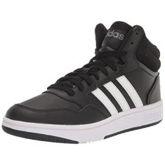 adidas Tênis de basquete unissex infantil Hoops 3.0 Mid, Preto/branco/cinza, 18