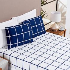 Jogo de Lençol Queen Square 3 peças Marinho