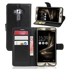 Capa ASUS ZenFone 3 Deluxe/ZS550KL, capa flip de couro PU premium com compartimento para cartão, suporte e fecho magnético [capa interior TPU à prova de choque] Compatível com ASUS ZenFone 3