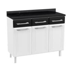 Balcão de Cozinha de Aço Triplo com Tampo Rose Multimóveis CR6091 Bran