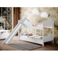 Beliche Infantil Marina Branco com Escorregador e Colchão - Divaloto