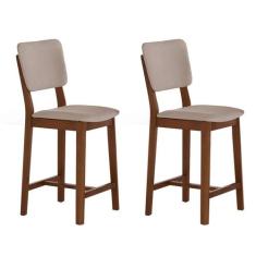 Conjunto com 2 Banquetas Napoli Imbuia e Bege - Carmo