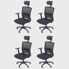 Kit 4 Cadeiras para Escritorio Presidente Nr17 Office 3317