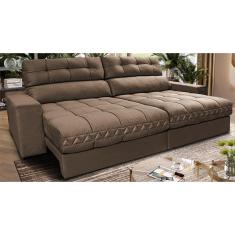 Sofá Retrátil e Reclinável 2,32m Molas Ensacadas Cama inBox Brasil. Velusoft