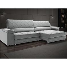 Sofá de Duplo Molejo com Carregador USB, Retrátil e Reclinável Viena 2,50m Veludocristal - NETSOFAS