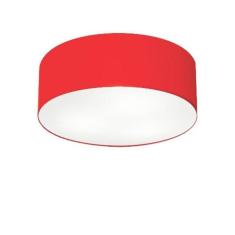 Plafon Cilíndrico Md-3046 Cúpula Em Tecido 35x12cm Vermelho - Bivolt