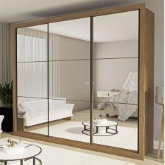 Guarda Roupa Casal Ravena com 9 Espelho 3 Portas Minastex