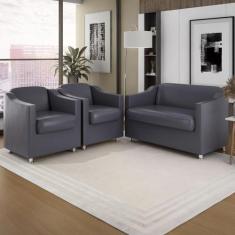 Kit Sofá Namoradeira + 02 Poltrona Tilla Sala de Espera - Balaqui Deco