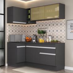 Armário De Cozinha Compacta De Canto Mp2091.898 Preto/Branco