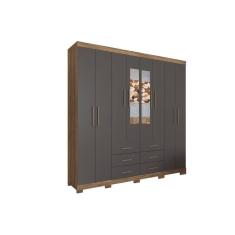 Guarda Roupa Casal 8 Portas E 6 Gavetas C- Espelho E Pés Liverpool Atacama-grafitte - Santos Andirá