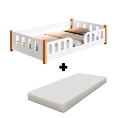 Cama De Bebê Com Colchão Infantil Grades De Proteção Branco Melin Shop Jm