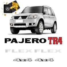 Kit Emblemas Pajero Tr4 Flex 4x4 Cinza Adesivos Resinados - SPORTINOX